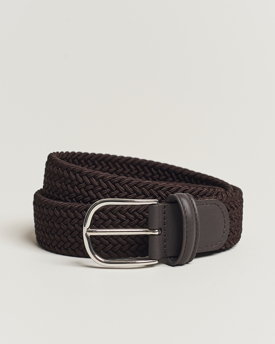 Hombres | Cinturones | Anderson's | Stretch Woven 3,5 cm Belt Brown