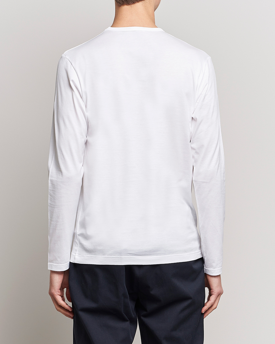 Hombres | Camisetas | Sunspel | Long Sleeve Crew Neck Cotton Tee White