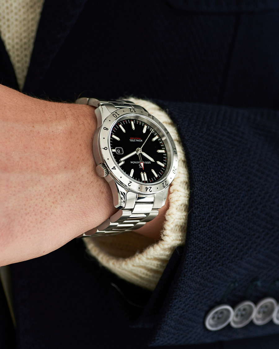 Hombres | Sjöö Sandström Royal Steel Worldtimer 41mm Black with Steel | Sjöö Sandström | Royal Steel Worldtimer 41mm Black with Steel