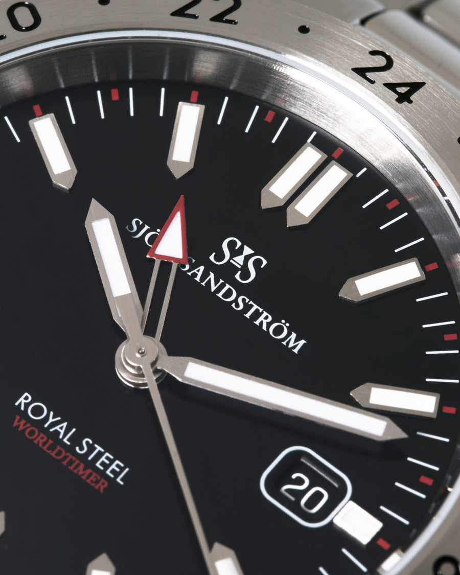 Hombres | Sjöö Sandström Royal Steel Worldtimer 41mm Black with Steel | Sjöö Sandström | Royal Steel Worldtimer 41mm Black with Steel