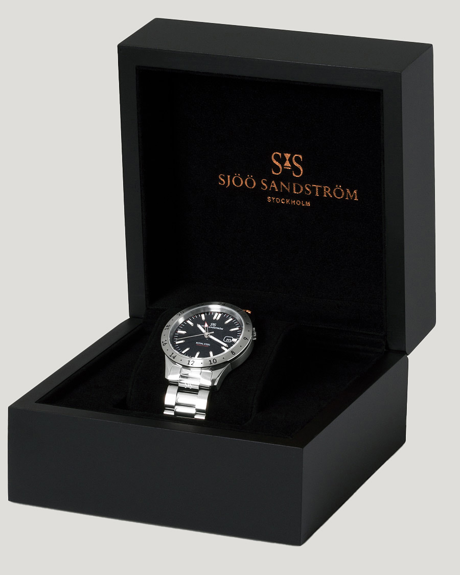 Hombres | Sjöö Sandström Royal Steel Worldtimer 41mm Black with Steel | Sjöö Sandström | Royal Steel Worldtimer 41mm Black with Steel