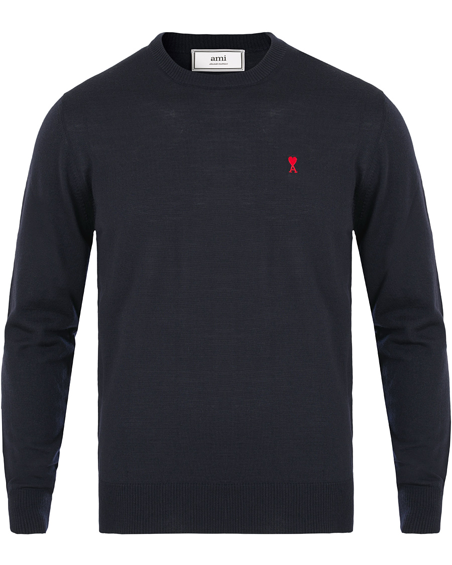 Hombres | Jerséis y prendas de punto | AMI | Crew Neck Logo Sweater Navy