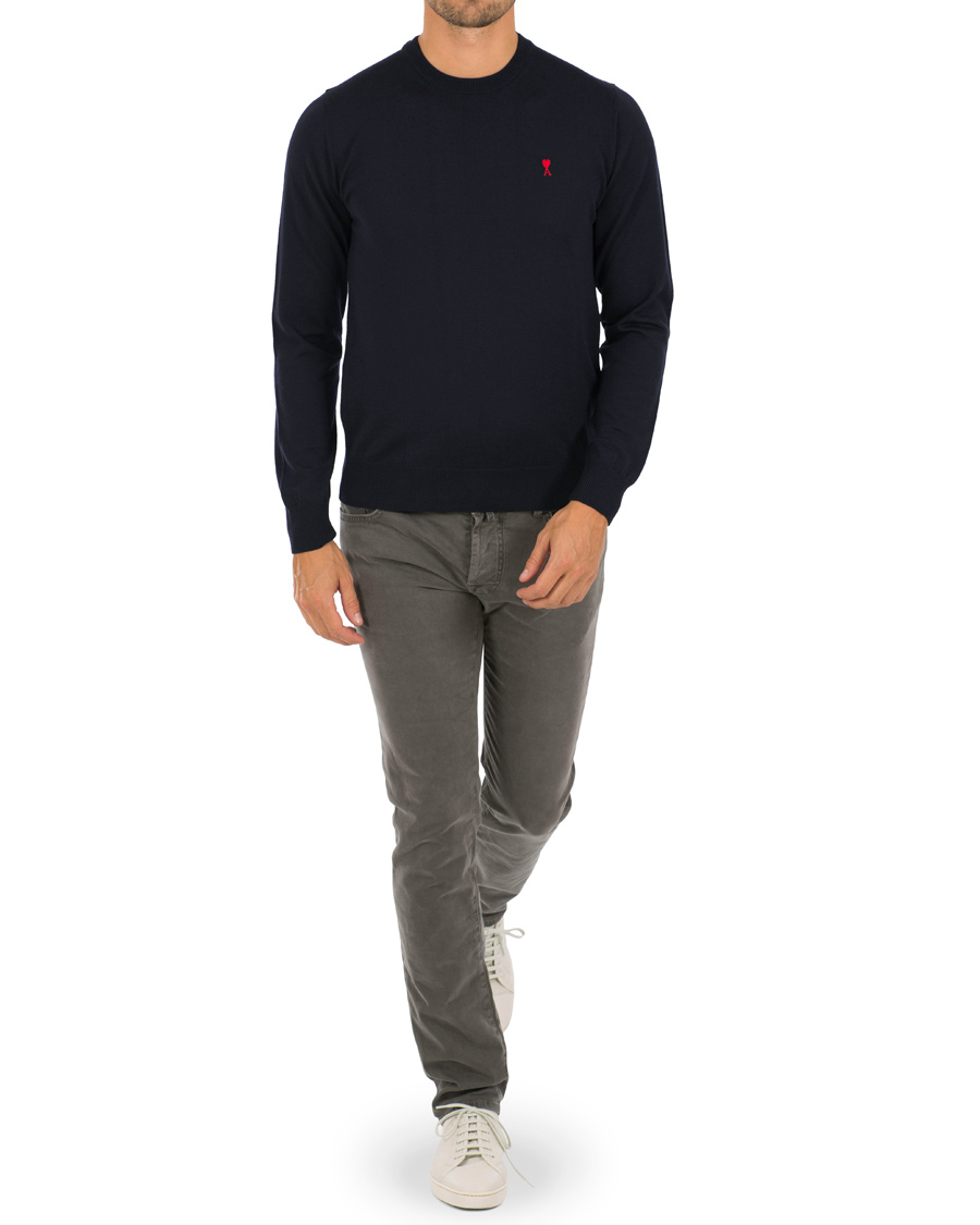 Hombres | Jerséis y prendas de punto | AMI | Crew Neck Logo Sweater Navy