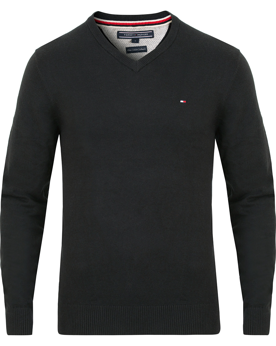 Hombres | Jerséis y prendas de punto | Tommy Hilfiger | Pima Cotton/Cashmere V-Neck Pullover Flag Black
