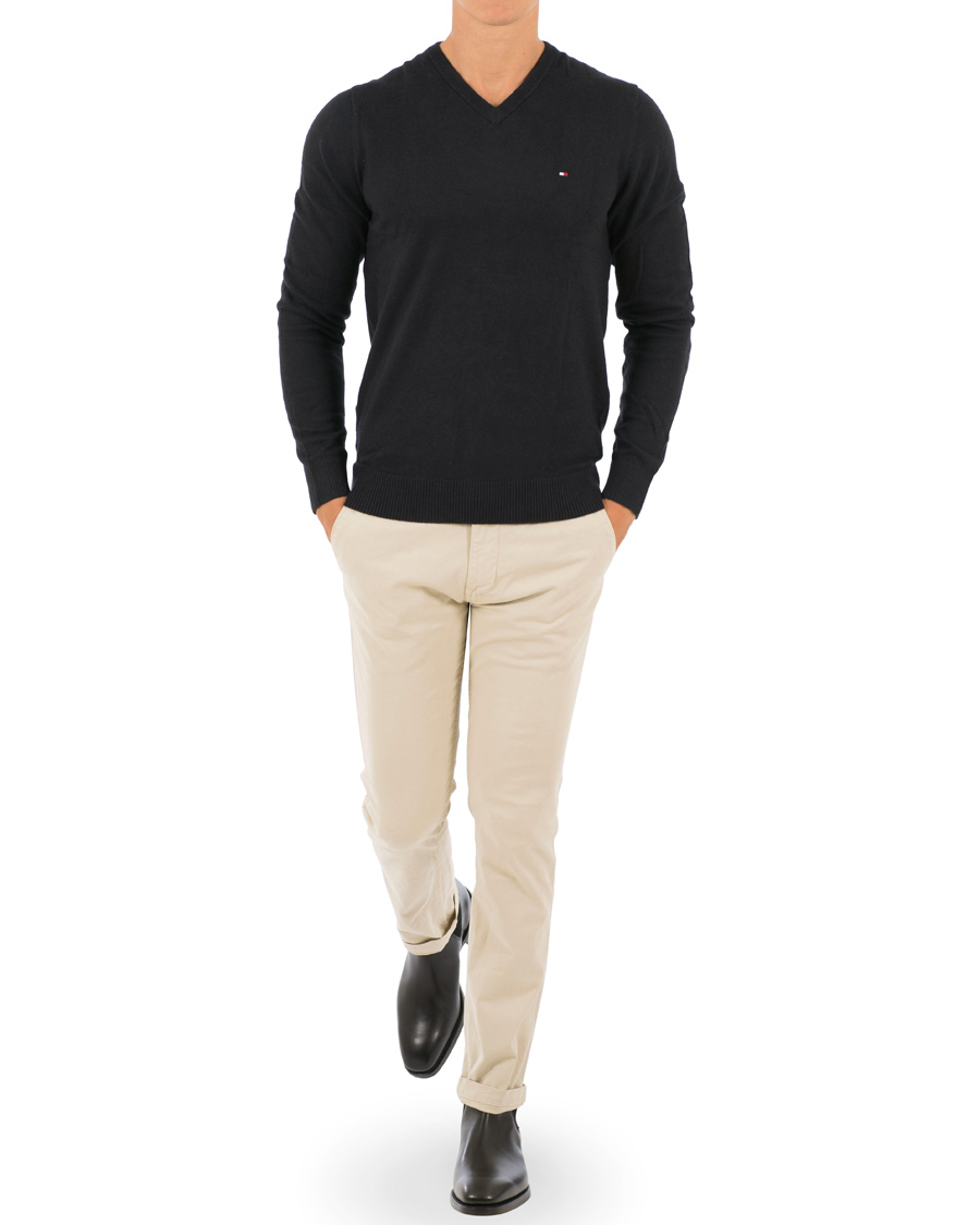 Hombres | Jerséis y prendas de punto | Tommy Hilfiger | Pima Cotton/Cashmere V-Neck Pullover Flag Black