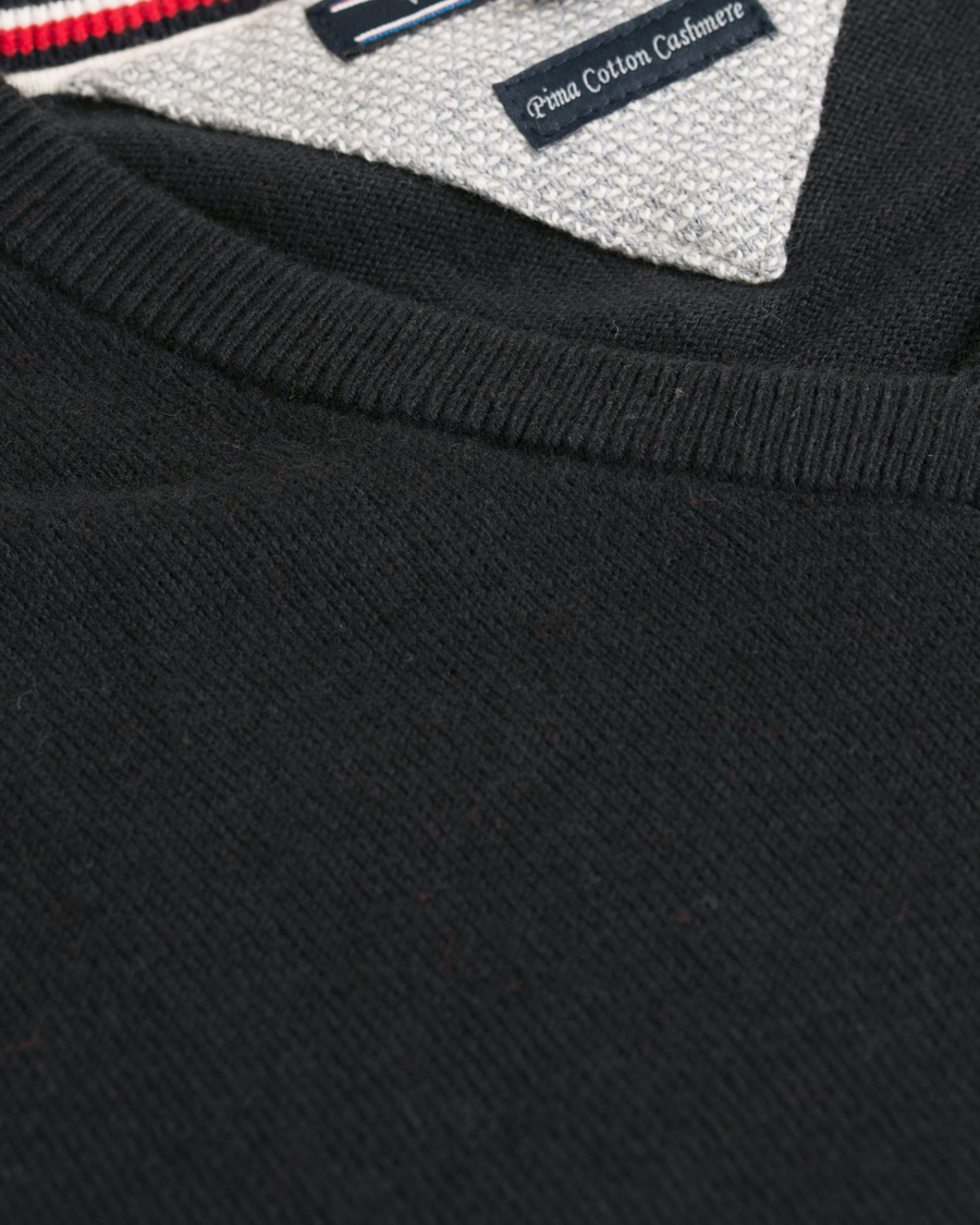 Hombres | Jerséis y prendas de punto | Tommy Hilfiger | Pima Cotton/Cashmere V-Neck Pullover Flag Black