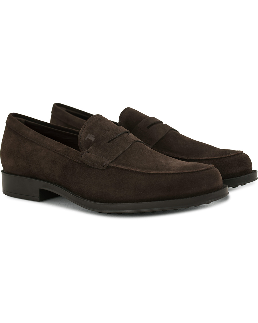 Hombres | Tod's Mocassino Penny Loafers Dark Brown Suede | Tod's | Mocassino Penny Loafers Dark Brown Suede