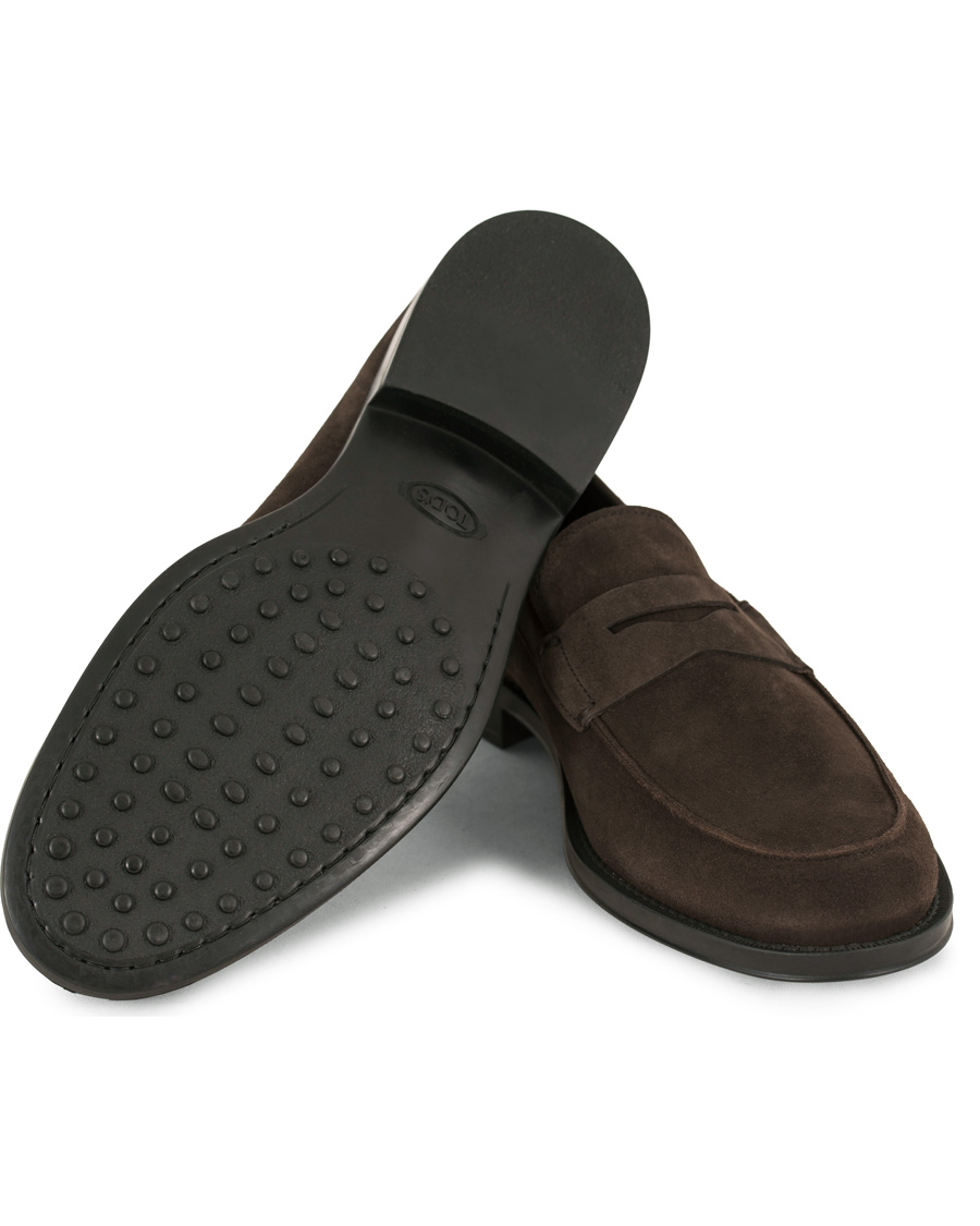Hombres | Tod's Mocassino Penny Loafers Dark Brown Suede | Tod's | Mocassino Penny Loafers Dark Brown Suede