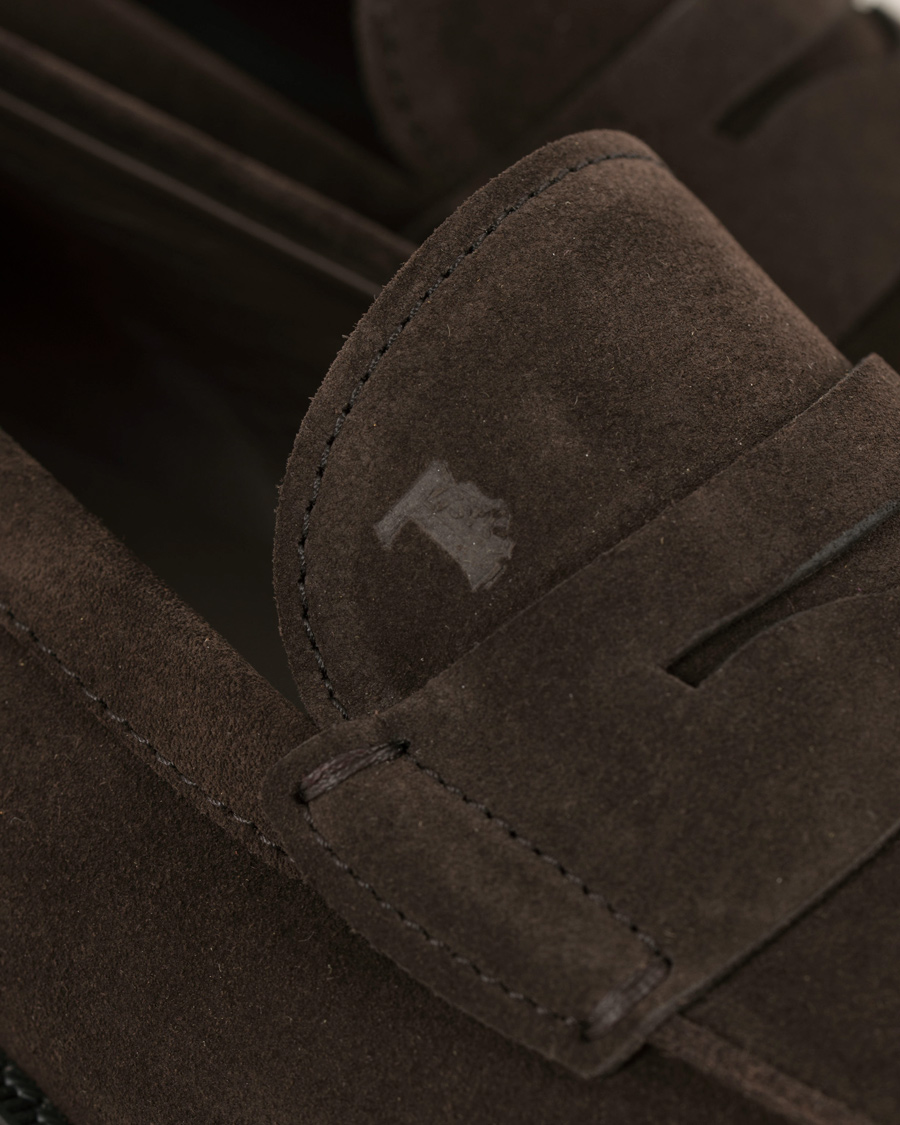 Hombres | Tod's Mocassino Penny Loafers Dark Brown Suede | Tod's | Mocassino Penny Loafers Dark Brown Suede
