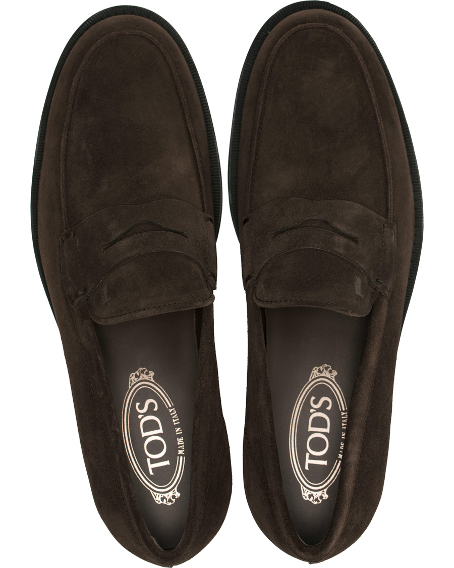 Hombres | Tod's Mocassino Penny Loafers Dark Brown Suede | Tod's | Mocassino Penny Loafers Dark Brown Suede
