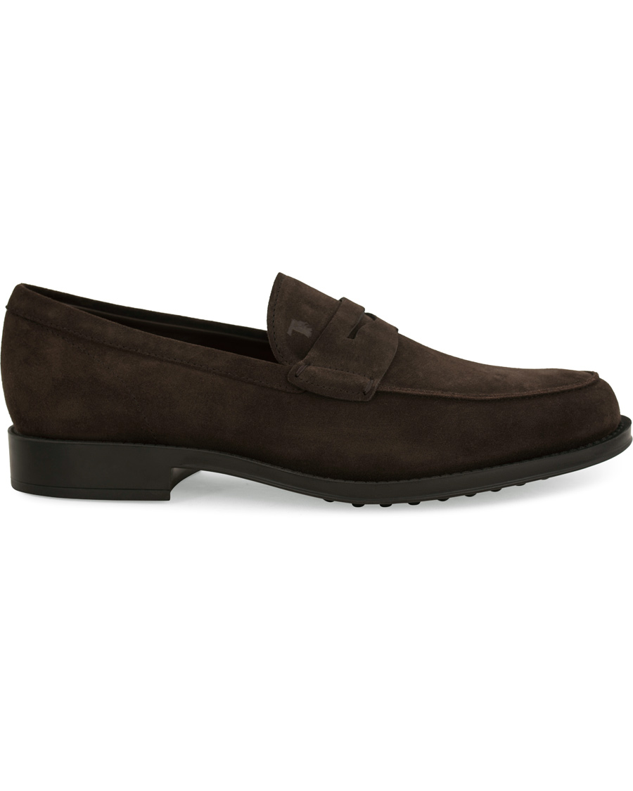 Hombres | Tod's Mocassino Penny Loafers Dark Brown Suede | Tod's | Mocassino Penny Loafers Dark Brown Suede