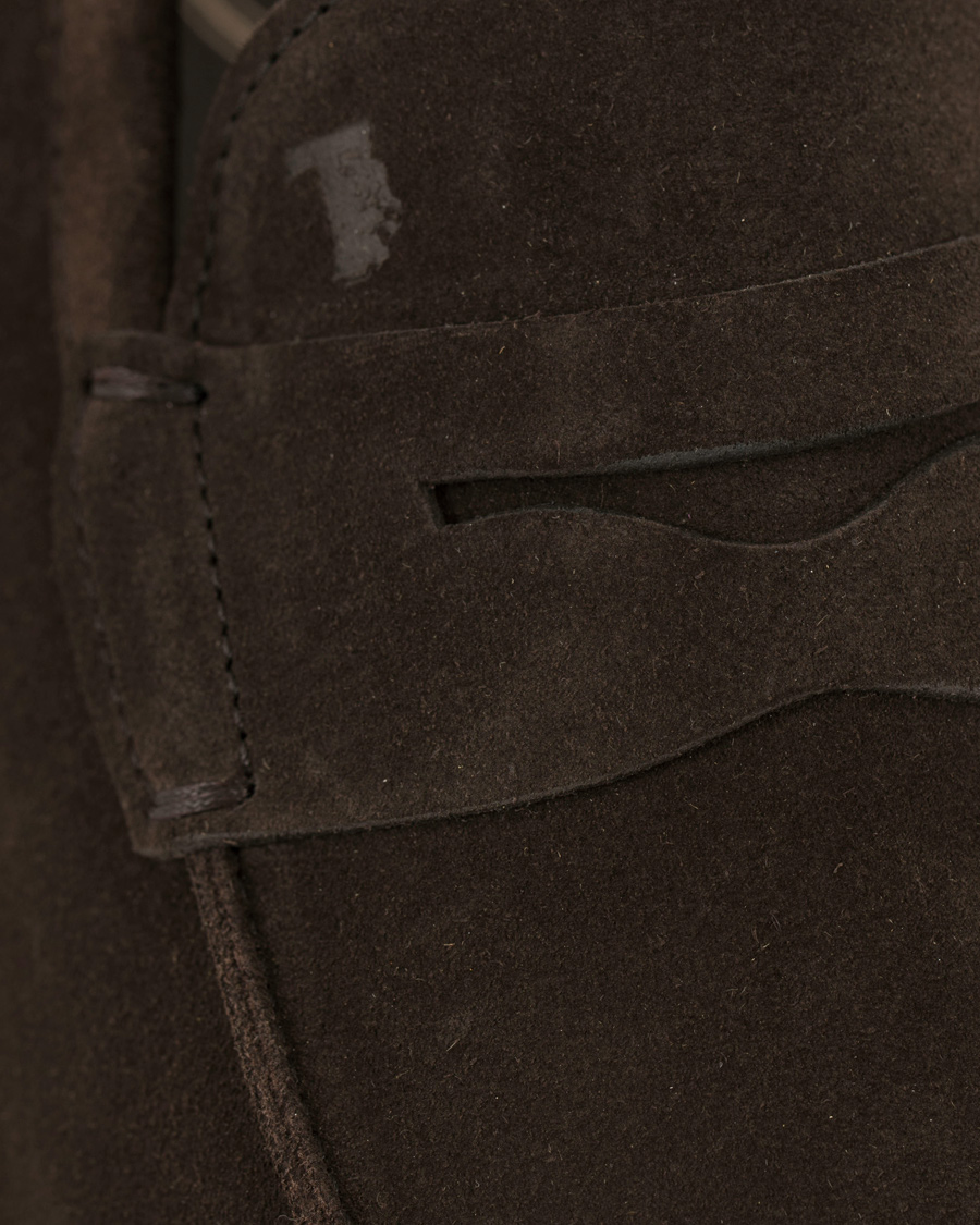 Hombres | Tod's Mocassino Penny Loafers Dark Brown Suede | Tod's | Mocassino Penny Loafers Dark Brown Suede