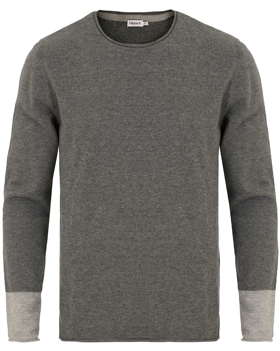 Hombres | Jerséis y prendas de punto | Filippa K | Cotton/Merino Roll Edge Sweater Grey Melange