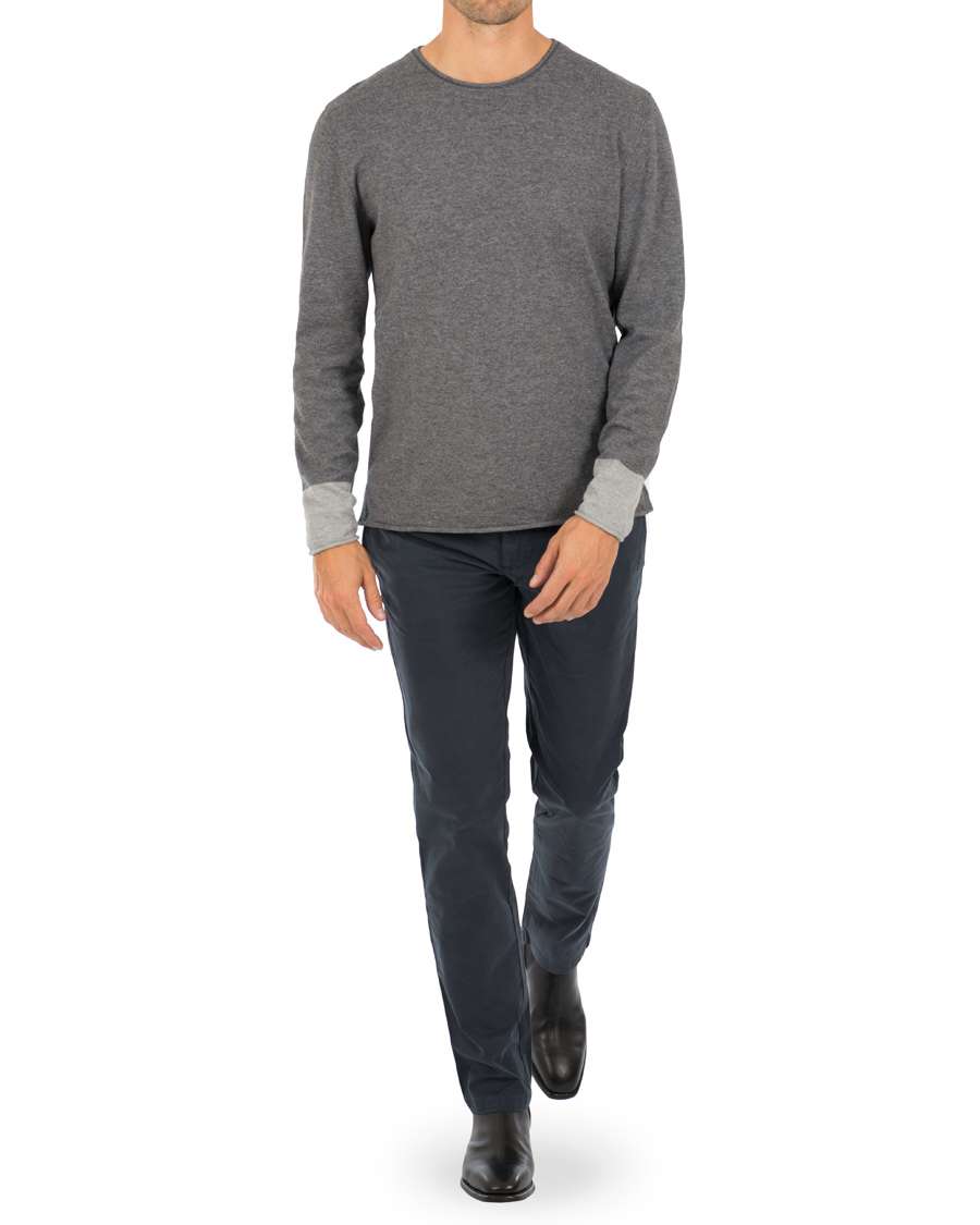 Hombres | Jerséis y prendas de punto | Filippa K | Cotton/Merino Roll Edge Sweater Grey Melange
