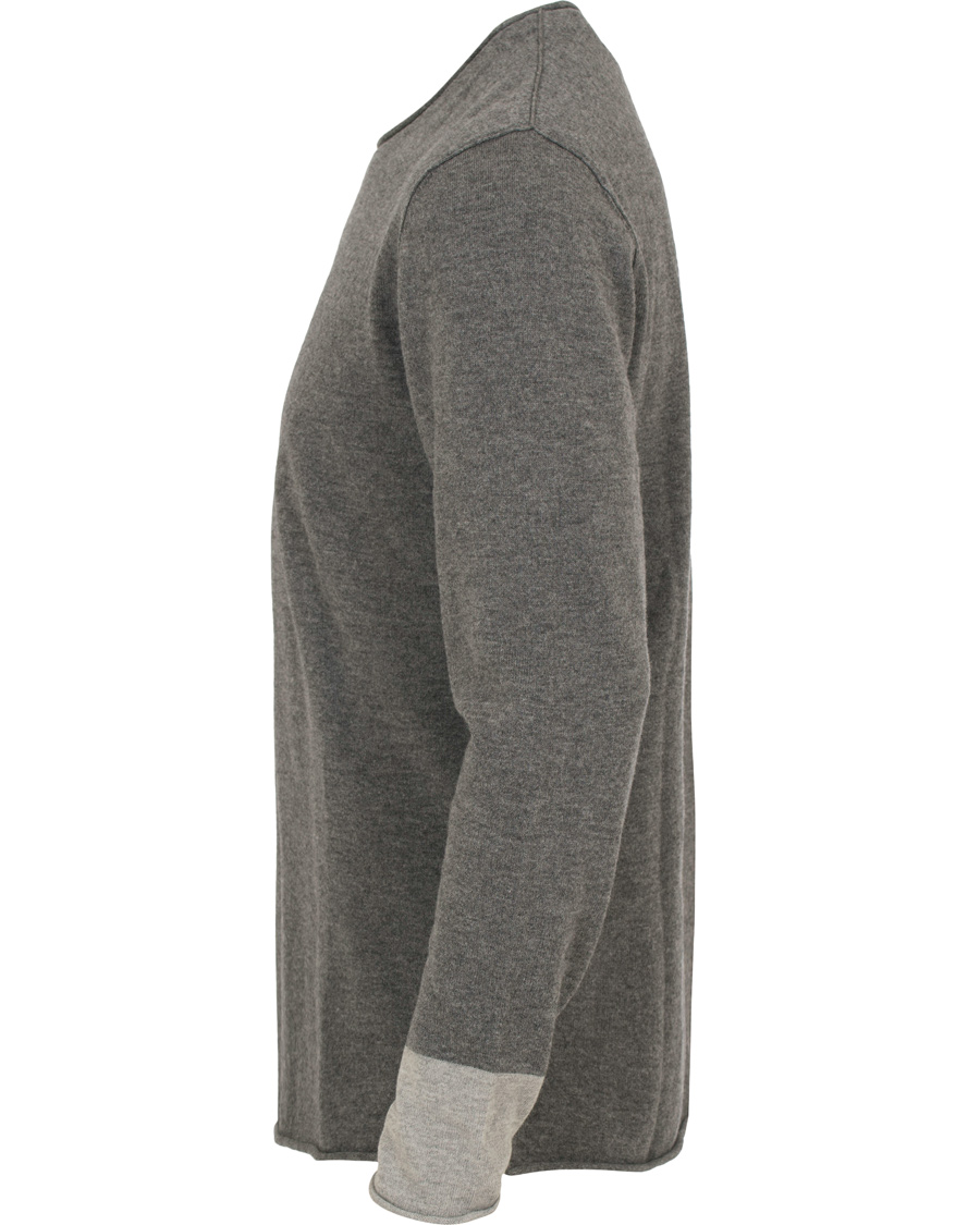 Hombres | Jerséis y prendas de punto | Filippa K | Cotton/Merino Roll Edge Sweater Grey Melange