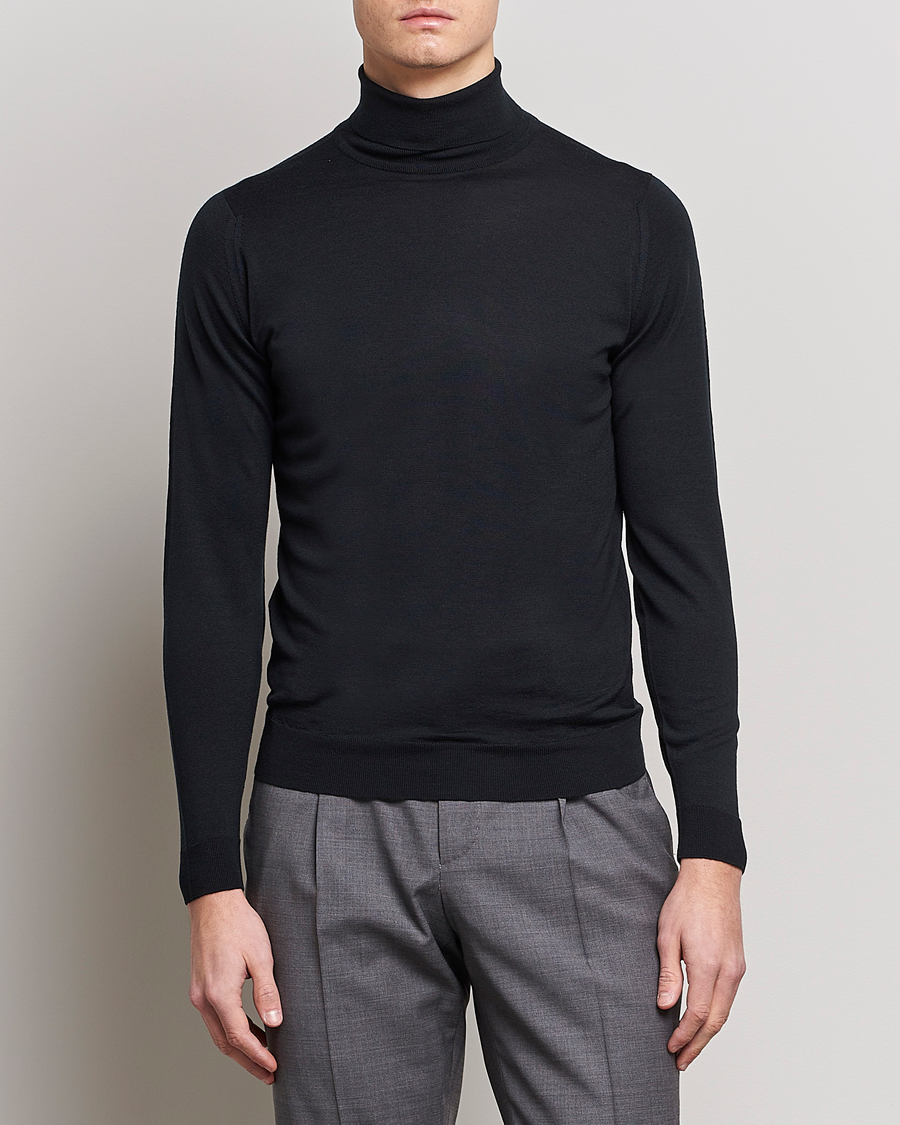 Hombres | Jerséis y prendas de punto | John Smedley | Cherwell Extra Fine Merino Rollneck Black