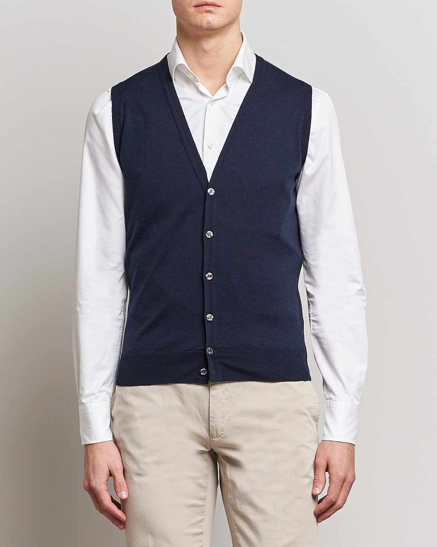 Hombres | Jerséis y prendas de punto | John Smedley | Huntswood Slim Fit Waistcoat Midnight