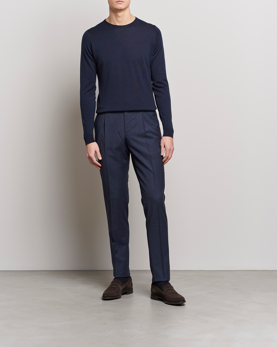 Hombres | Jerséis y prendas de punto | John Smedley | Lundy Extra Fine Merino Crew Neck Midnight