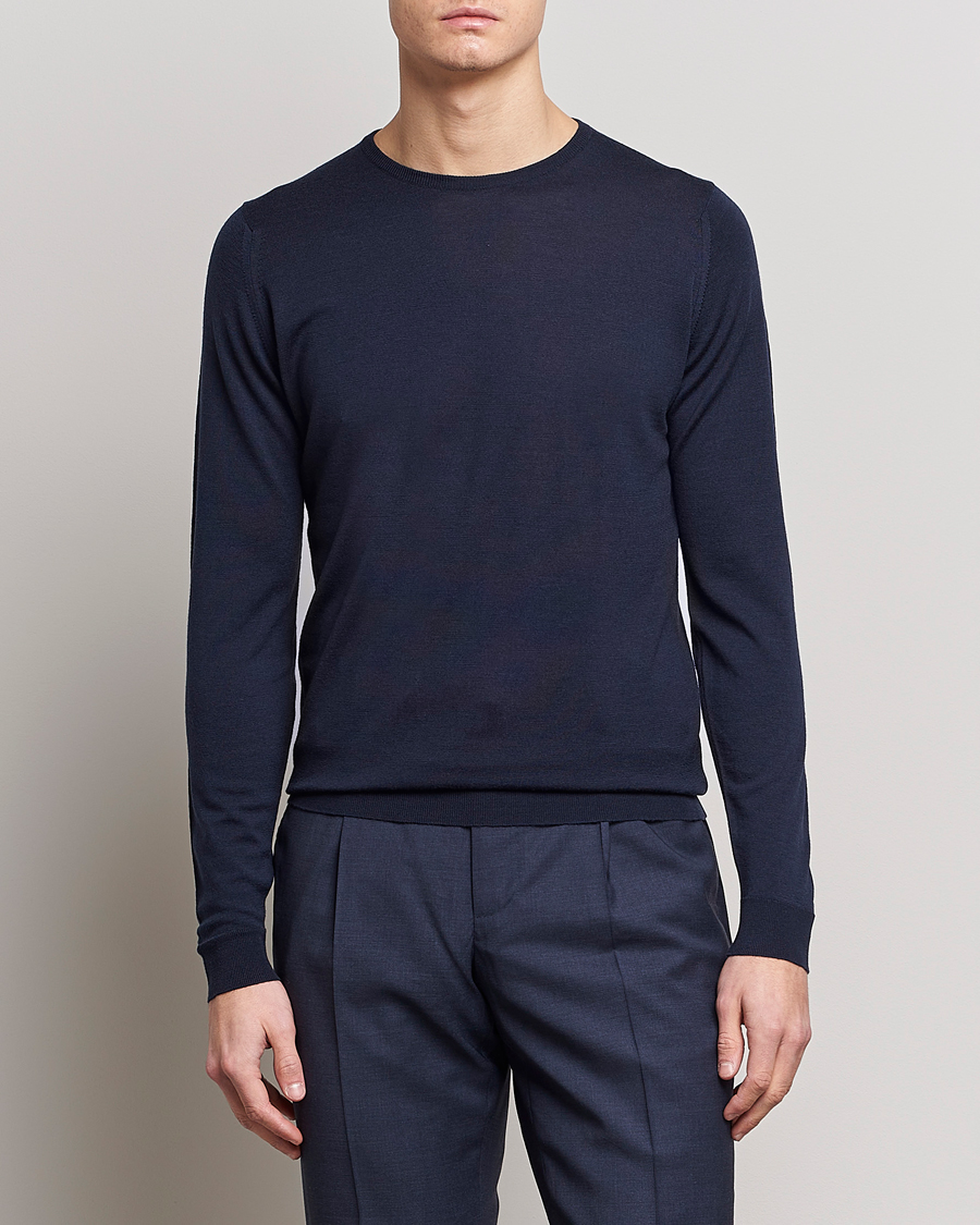 Hombres | Jerséis y prendas de punto | John Smedley | Lundy Extra Fine Merino Crew Neck Midnight