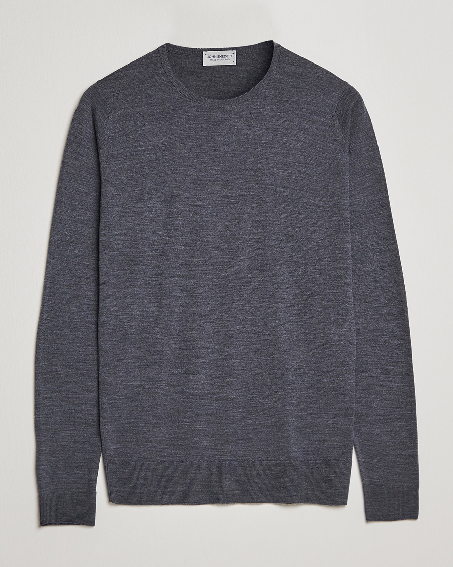 Hombres | Jerséis y prendas de punto | John Smedley | Lundy Extra Fine Merino Crew Neck Charcoal