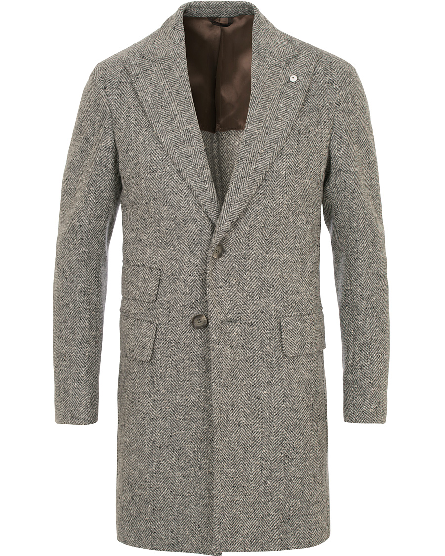 Hombres | Abrigos y chaquetas | L.B.M. 1911 | Wool Herringbone Peak Lapel Coat Light Grey