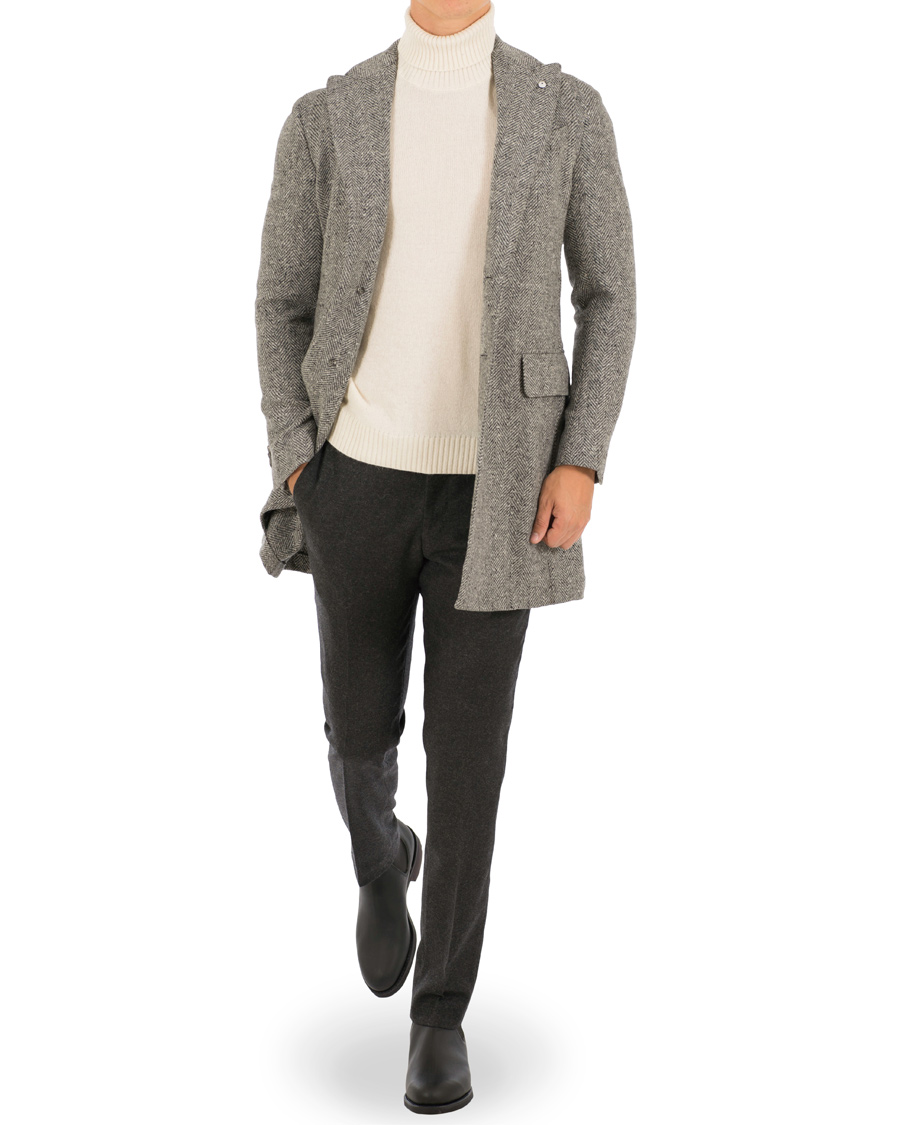 Hombres | Abrigos y chaquetas | L.B.M. 1911 | Wool Herringbone Peak Lapel Coat Light Grey