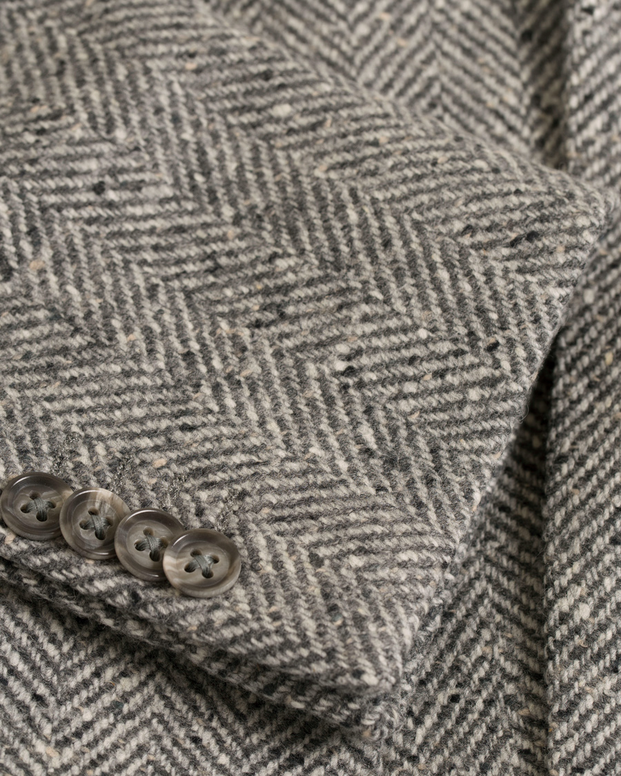 Hombres | Abrigos y chaquetas | L.B.M. 1911 | Wool Herringbone Peak Lapel Coat Light Grey