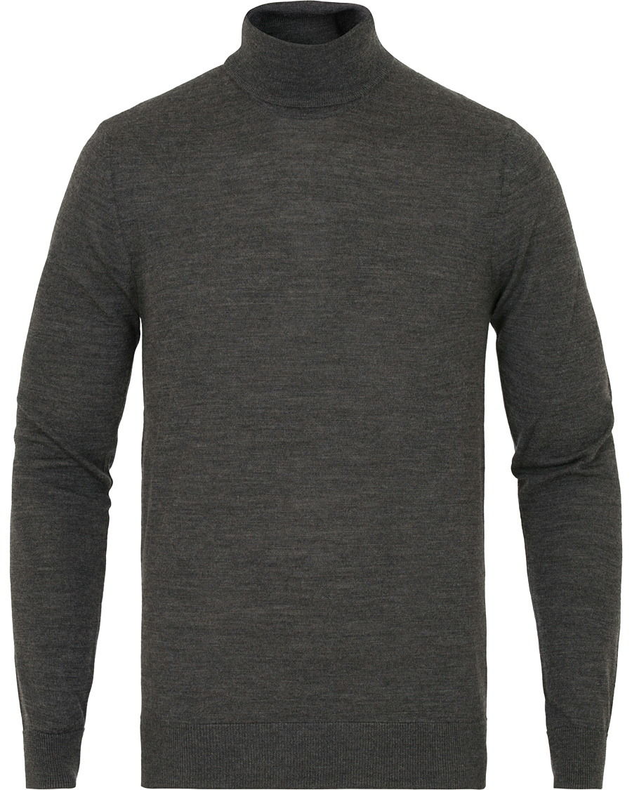 Hombres | Jerséis y prendas de punto | Tiger of Sweden | Visavi Extra Fine Merino Polo Dark Grey