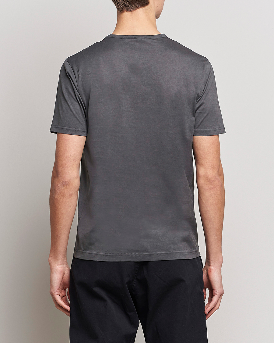 Hombres | Camisetas | Sunspel | Crew Neck Q82 Cotton T-Shirt Charcoal