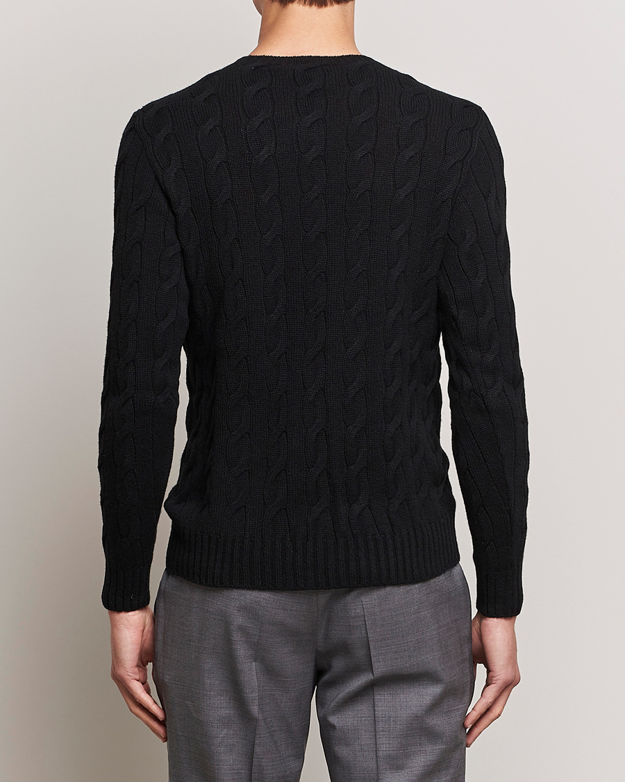Hombres | Jerséis y prendas de punto | Ralph Lauren Purple Label | Cashmere Cable Crew Neck Sweater Black