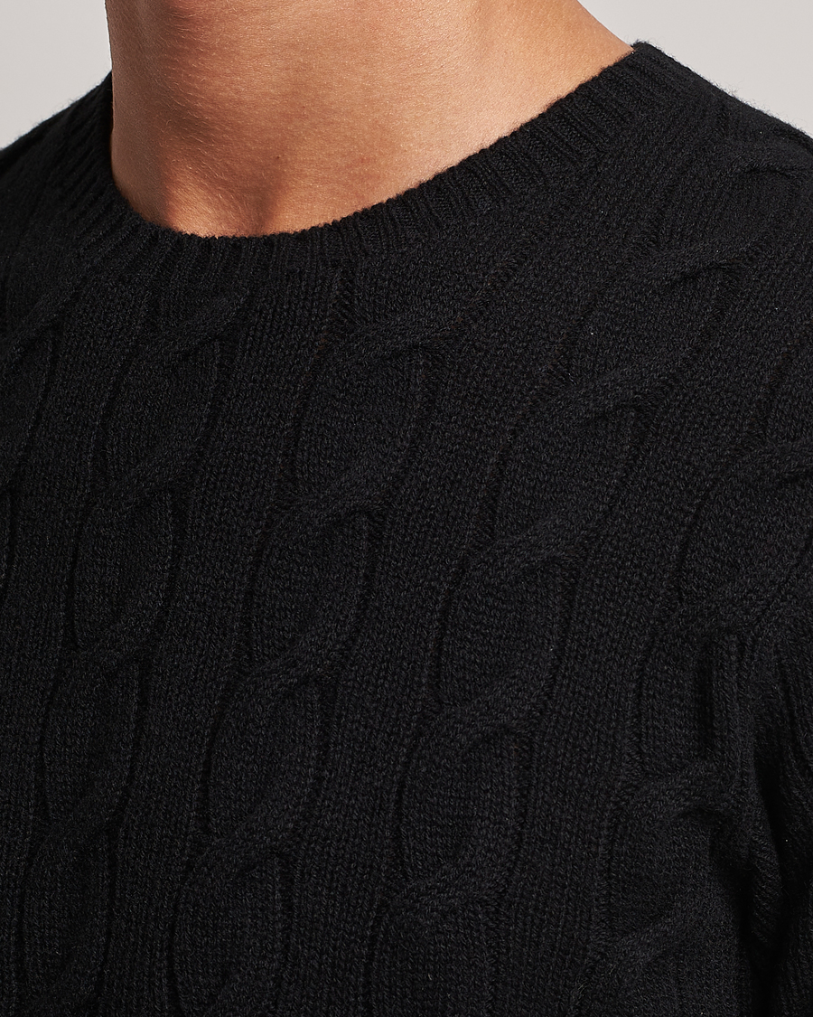 Hombres | Jerséis y prendas de punto | Ralph Lauren Purple Label | Cashmere Cable Crew Neck Sweater Black