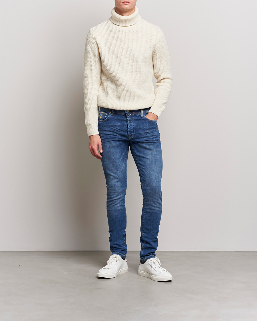 Hombres | Vaqueros | Morris | Triumph Slim Fit Stretch Jeans Mid Blue