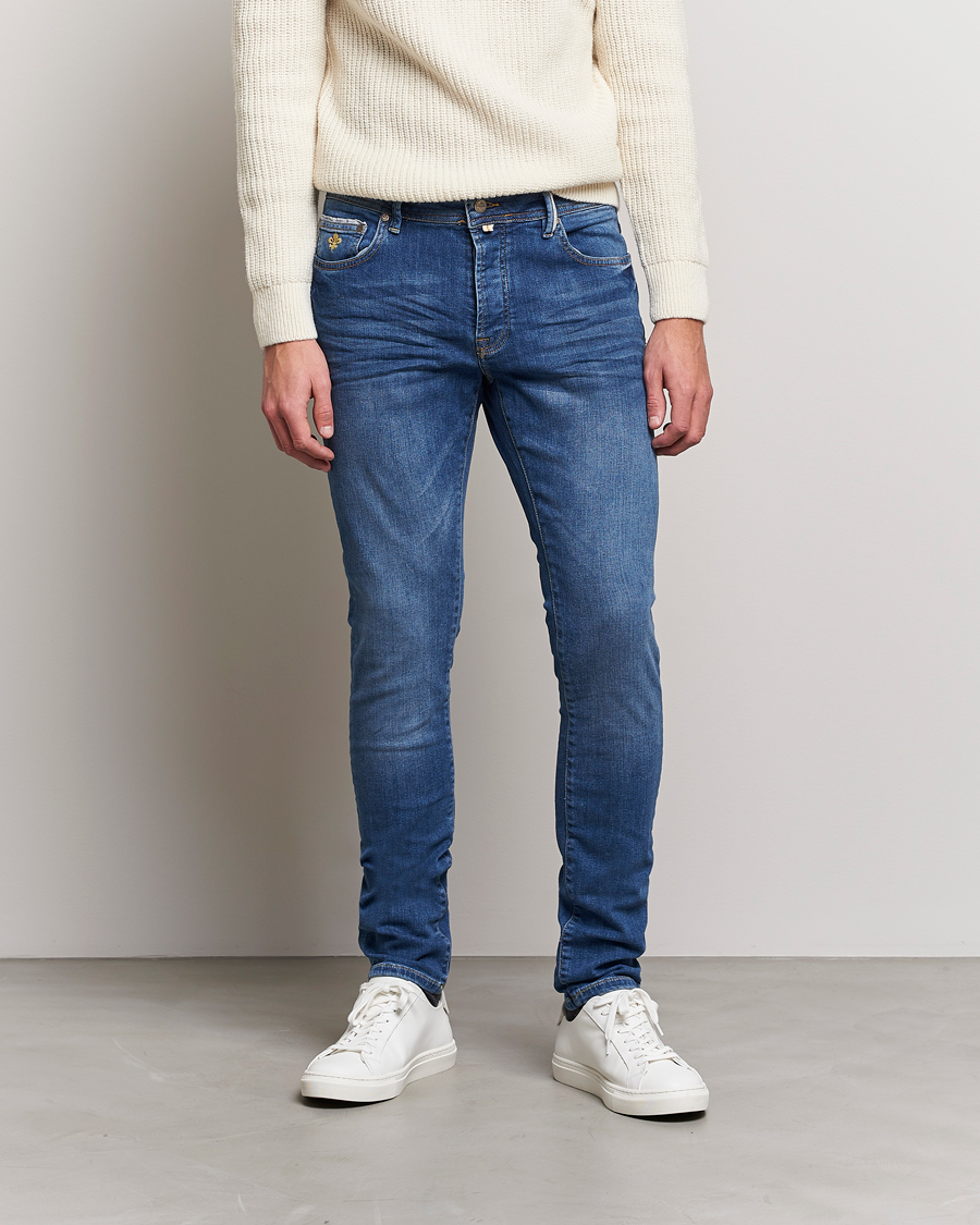 Hombres | Vaqueros | Morris | Triumph Slim Fit Stretch Jeans Mid Blue