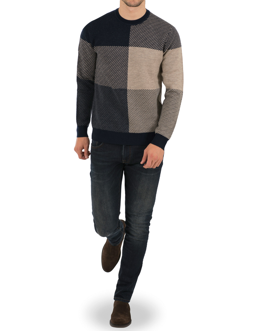 Hombres | Jerséis y prendas de punto | Aquascutum | Clapton Large Check Knit Navy