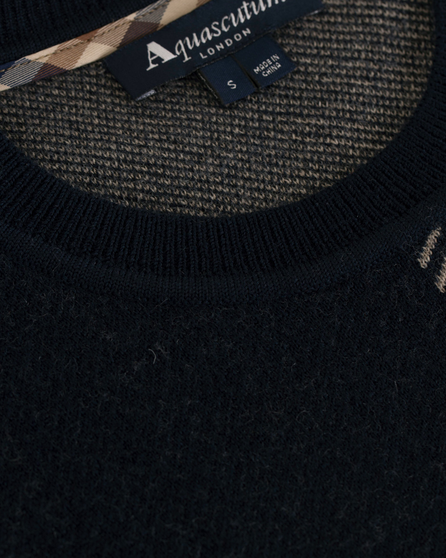 Hombres | Jerséis y prendas de punto | Aquascutum | Clapton Large Check Knit Navy