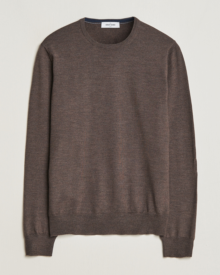 Hombres | Jerséis y prendas de punto | Gran Sasso | Merino Fashion Fit Crew Neck Pullover Brown