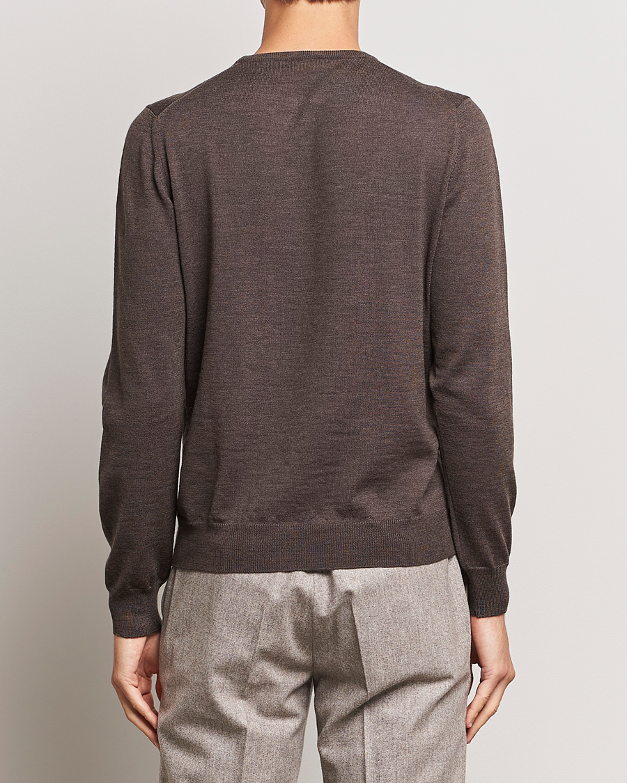 Hombres | Jerséis y prendas de punto | Gran Sasso | Merino Fashion Fit Crew Neck Pullover Brown