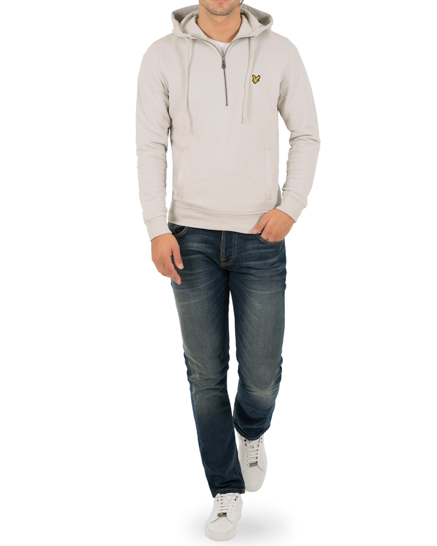 Hombres | Jerséis y prendas de punto | Lyle & Scott | Half Zip Hoodie Light Grey
