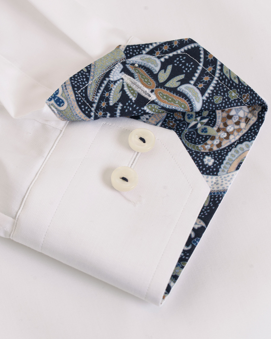 Hombres | Camisas | Eton | Super Sim Contrast Flower Shirt White