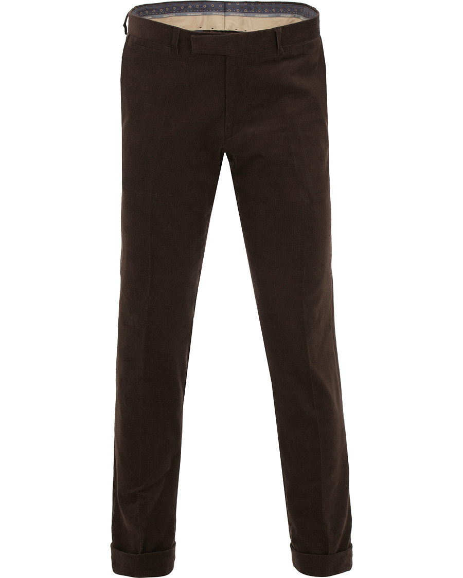 Hombres | Pantalones | Oscar Jacobson | Dean Turn Up Corduroy Trousers Dark Brown