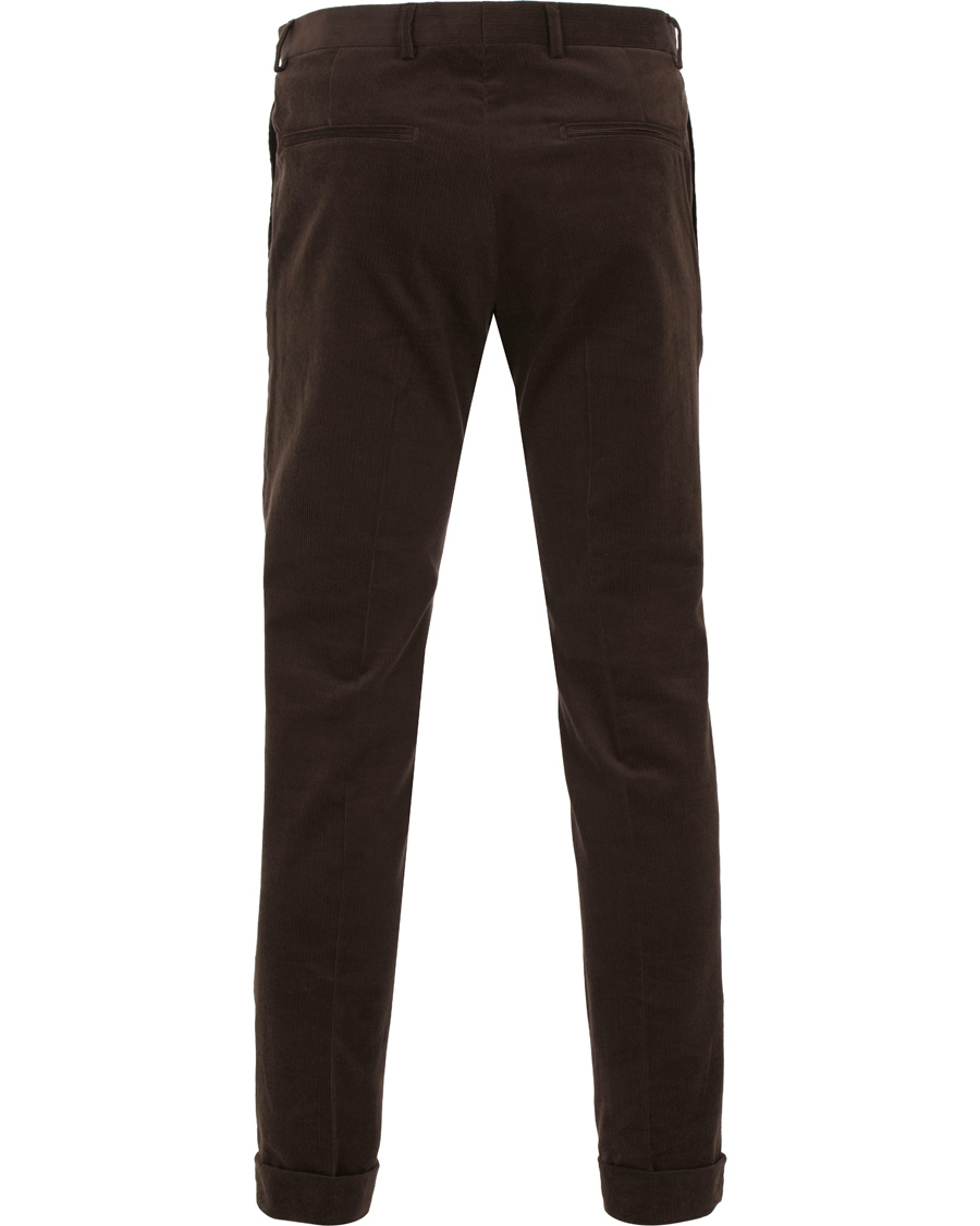 Hombres | Pantalones | Oscar Jacobson | Dean Turn Up Corduroy Trousers Dark Brown