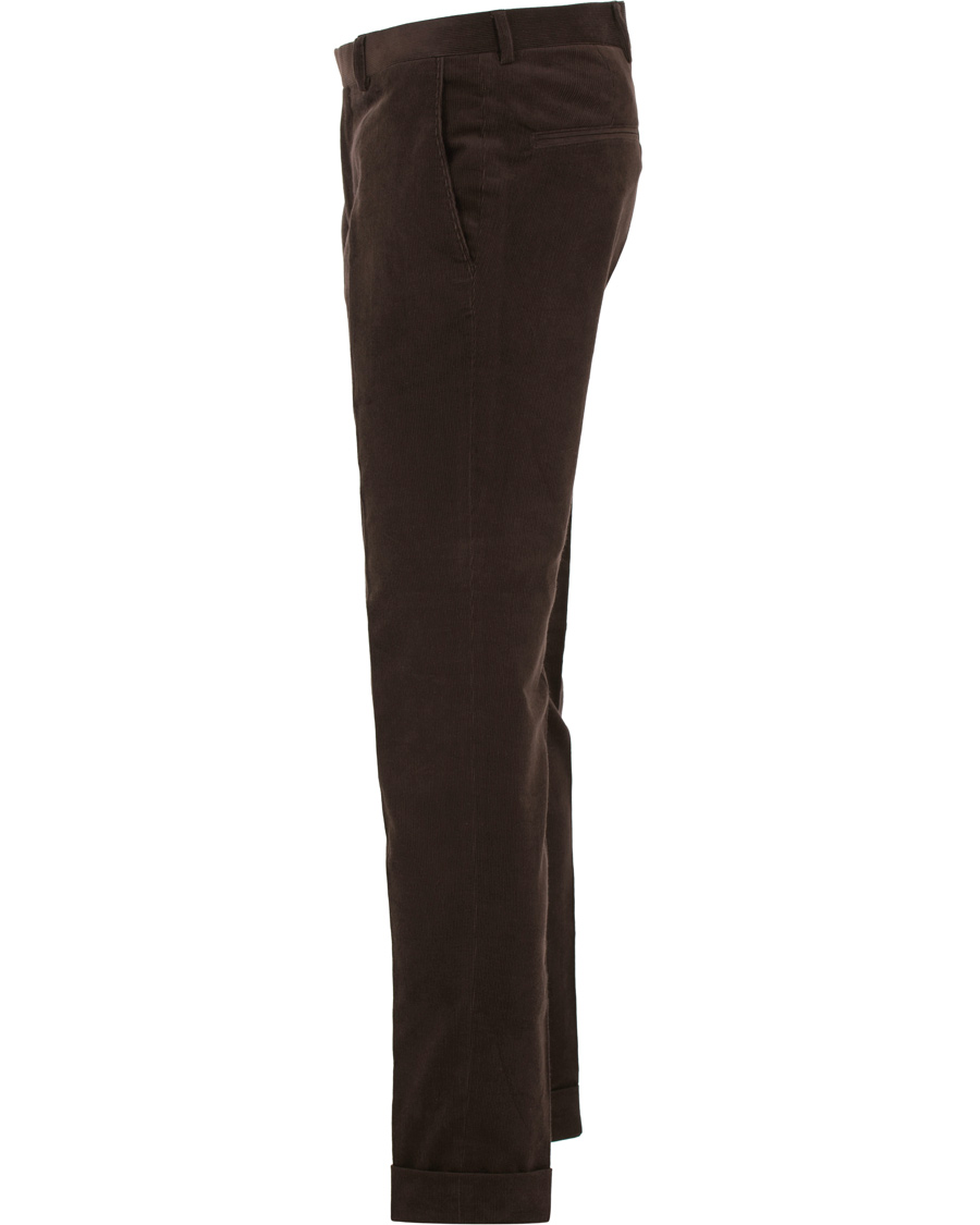 Hombres | Pantalones | Oscar Jacobson | Dean Turn Up Corduroy Trousers Dark Brown