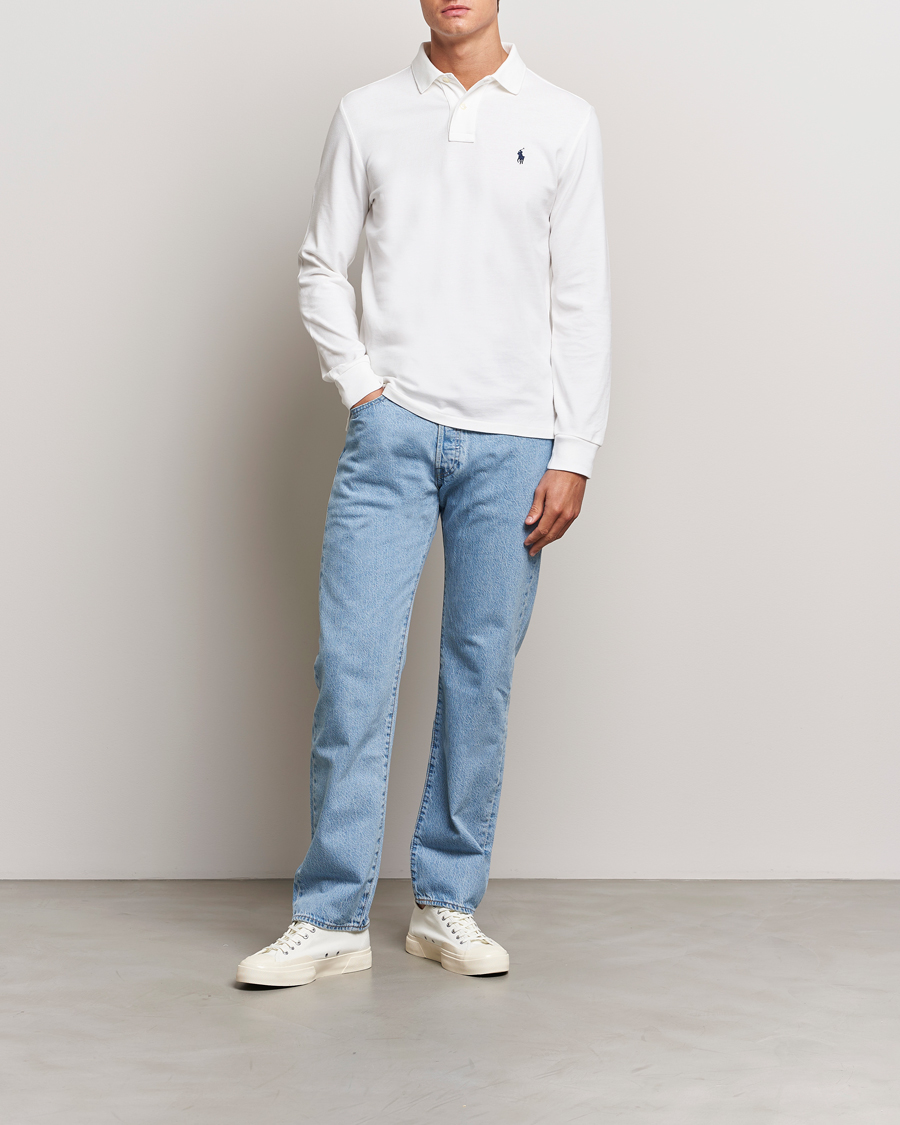 Hombres | Polos | Polo Ralph Lauren | Custom Slim Fit Long Sleeve Polo White