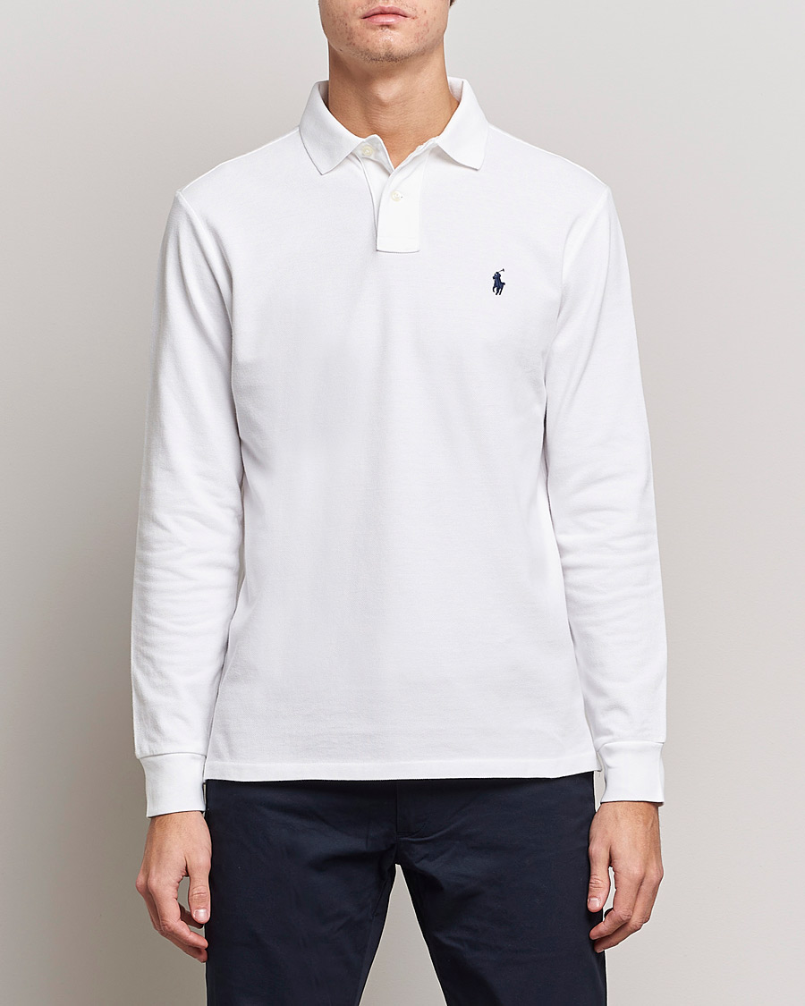 Hombres | Camisas polo de manga larga | Polo Ralph Lauren | Custom Slim Fit Long Sleeve Polo White