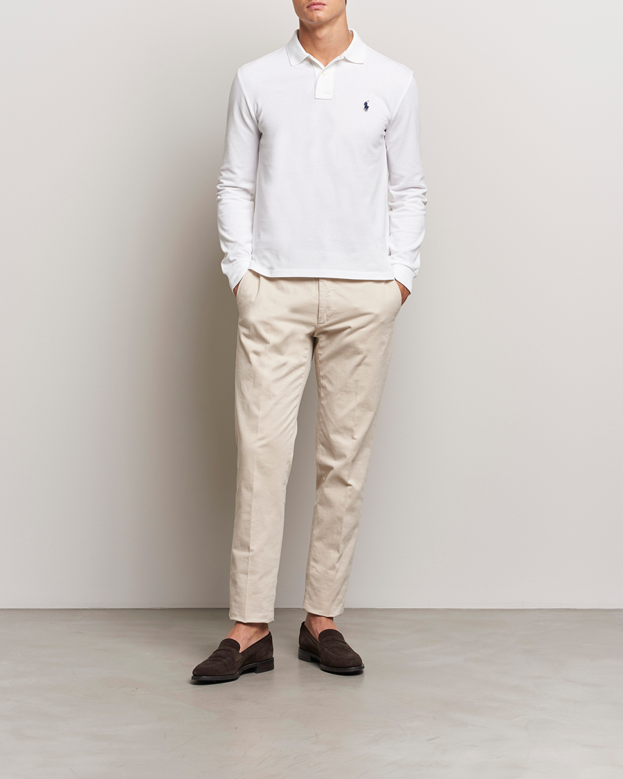 Hombres | Polos | Polo Ralph Lauren | Slim Fit Long Sleeve Polo White