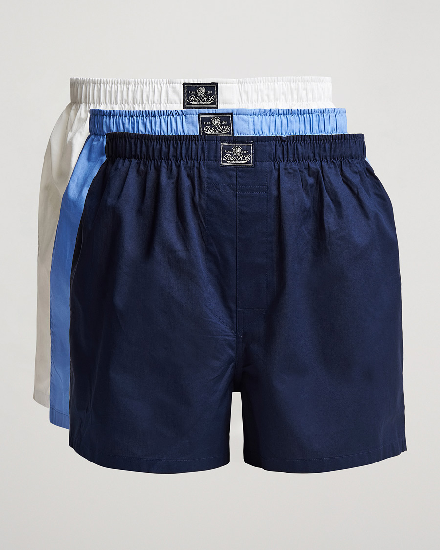 Hombres | Ropa interior y calcetines | Polo Ralph Lauren | 3-Pack Woven Boxer White/Blue/Navy
