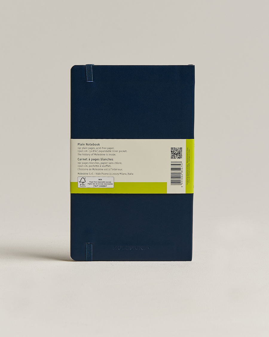 Hombres | Moleskine Plain Soft Notebook Large Sapphire Blue | Moleskine | Plain Soft Notebook Large Sapphire Blue