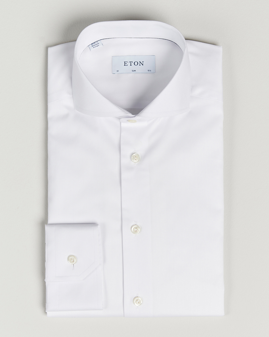 Hombres | Camisas | Eton | Slim Fit Twill Cut Away Shirt White