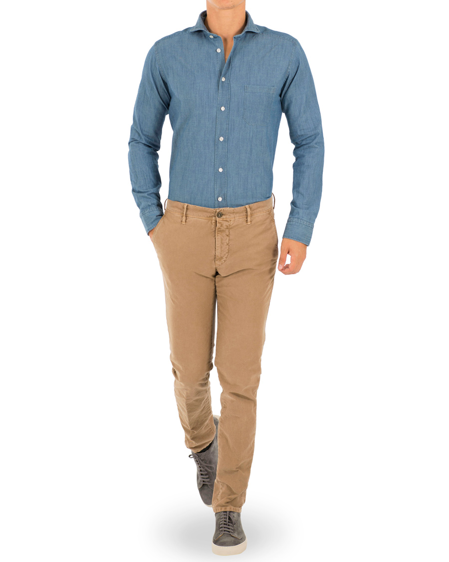 Hombres | Camisas | Eton | Slim Fit Denim Cut Away Shirt Indigo Blue