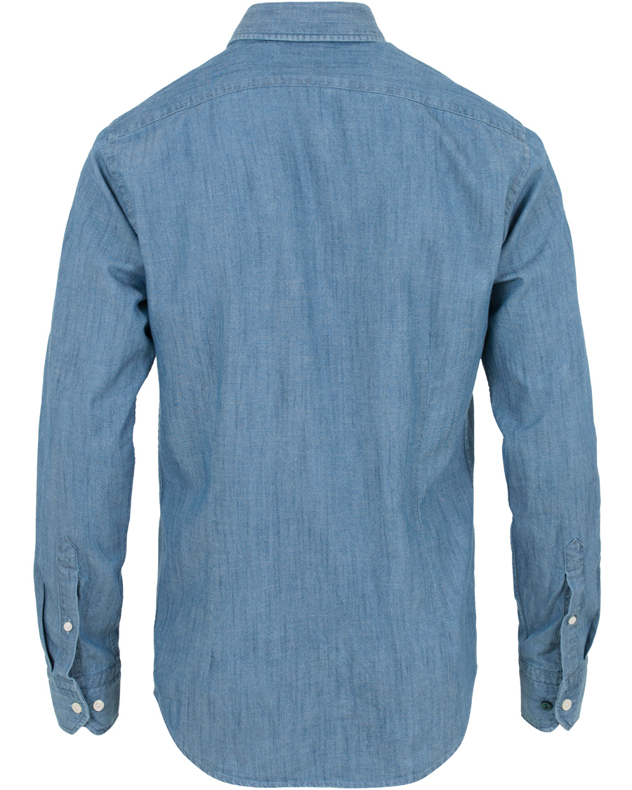 Hombres | Camisas | Eton | Slim Fit Denim Cut Away Shirt Indigo Blue